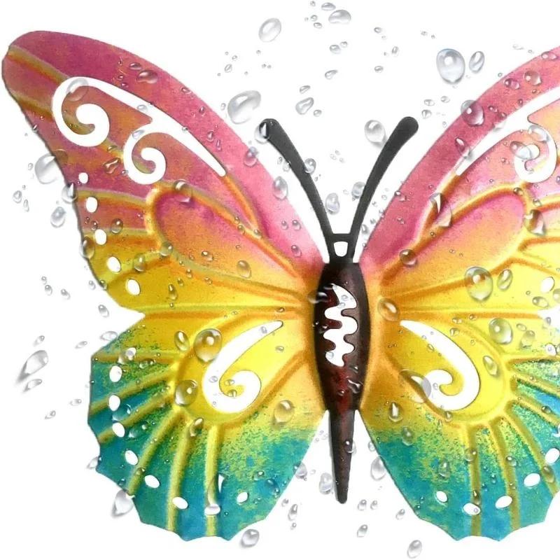 Metal Butterfly Wall Decor 7 Colors Butterflies Sculpture Iron Indoor Outdoor Hanging Wall Art for Garden Yard Fence Home Gift