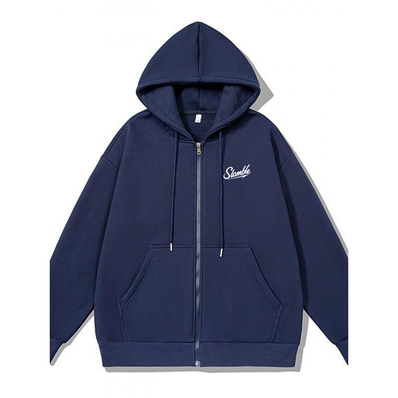 Unisex Slamble Print Loose Casual Zipper Hoodie