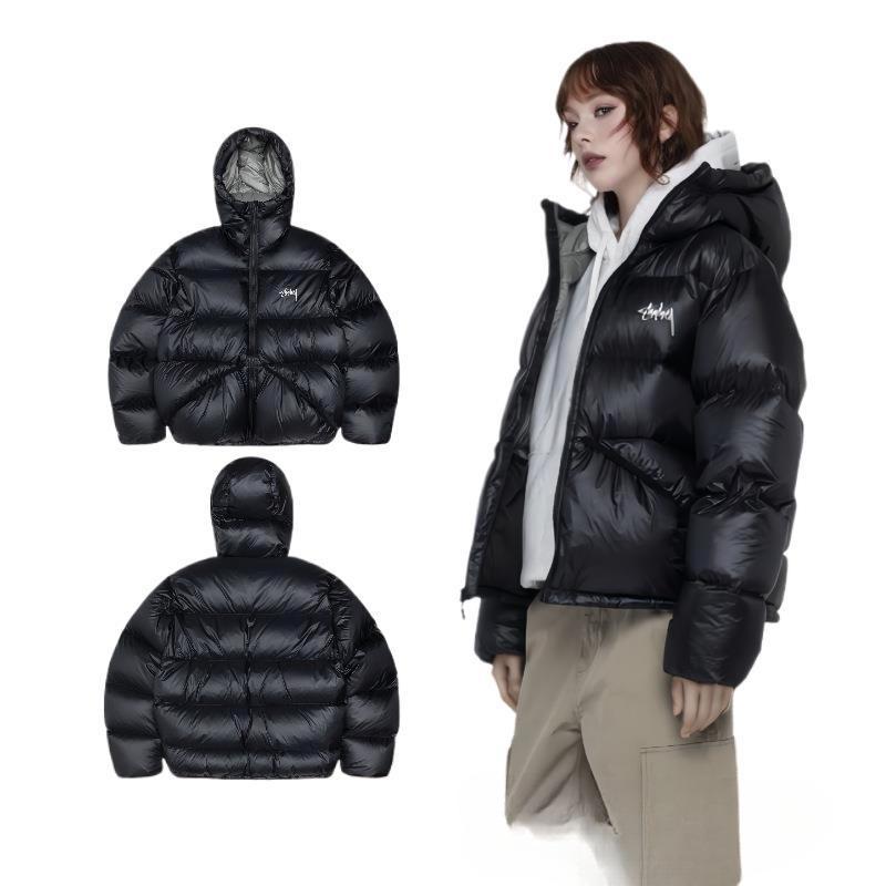 Unisex losvallend effen pufferjack - Amerikaanse straatstijl, warm voor herfst en winter