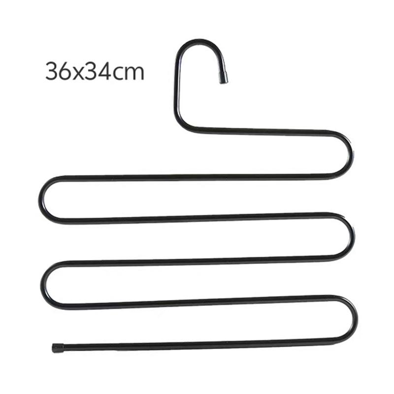 5 Layers S-shaped Pants Hanger Multifunctional Anti-skid Stainless Steel Pants RackWardrobe Storage Scarf Rack lron Pants Rack