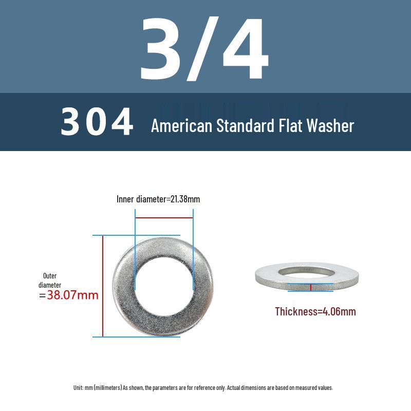 Yigu American 304 Stainless Steel Enlarged Thickened Washer 7/8" Hardware Screw Flat Round Piece