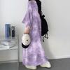 Korean Tie-Dye Slim Fit Letter Print T-Shirt Dress - Women's Summer 2024 Collection
