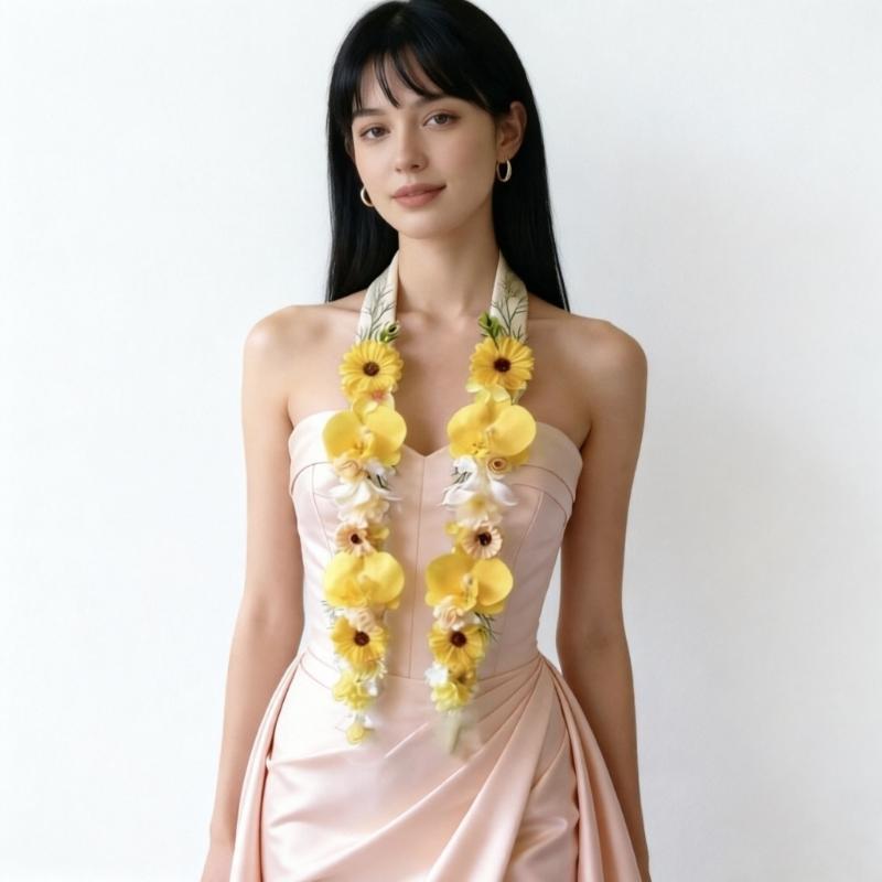 Elegant Artificial Flower Shawl Graduation Tie Flower Ribbon Multi-purpose Soft Bridal Wedding Banquet Accessory