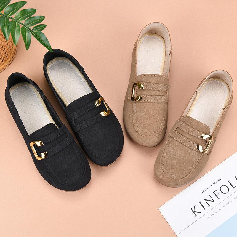 2025 spring and autumn new flat-soled mother shoes with one foot, soft-soled Doudou shoes for women, fashionable and comfortable casual single shoes f
