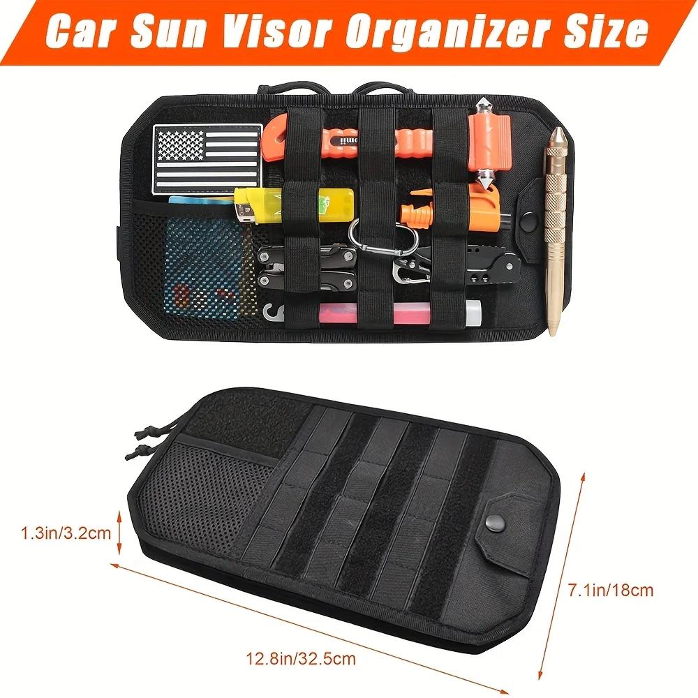 Auto-Sonnenblenden-Aufbewahrungstasche mit Molle-System & Doppelreißverschluss - Robuster All-in-One-Organizer mit MOLLE-Gurtband