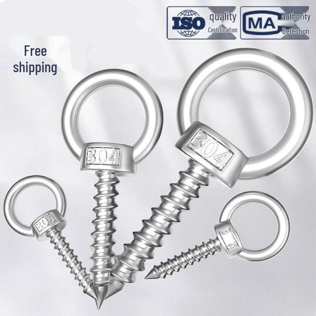 304 Stainless Steel Self-Tapping Eye Bolt with Ring Screw Hook