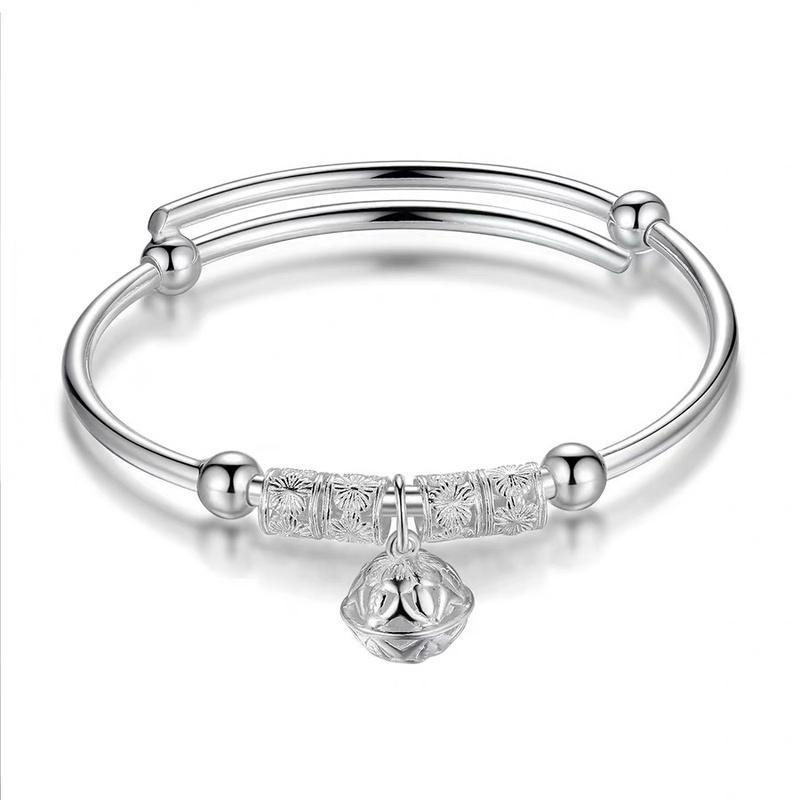 925 Silver Adjustable Size Round Bells Ball Charm Bracelet &Bangle For Women Wedding Jewelry Fashion Accessories