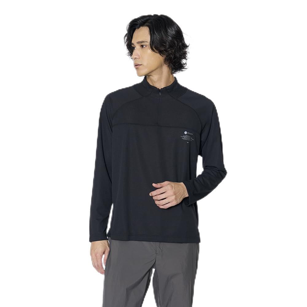 

Mizuno Dry Aeroflow Long Sleeve Go to by Black Half-Zip Shirt, B2MAB001, Men s, чёрный