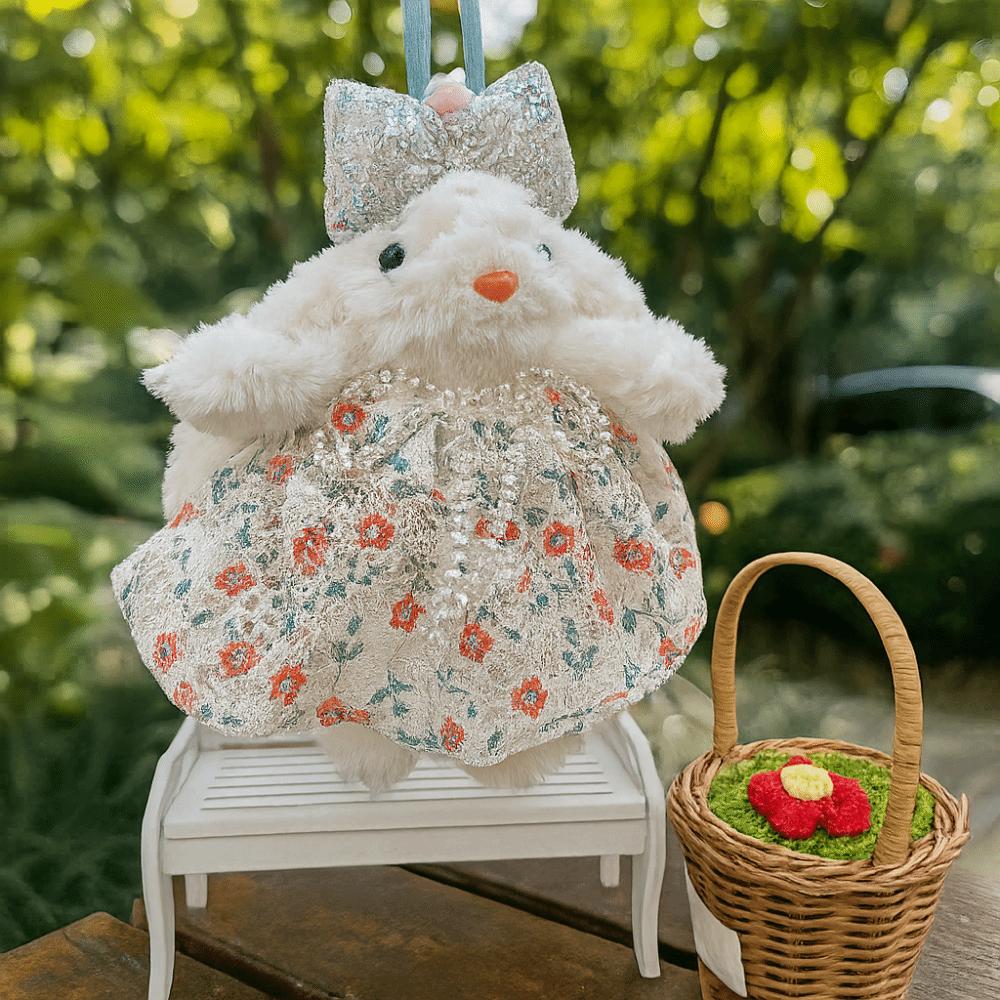 Cartoon Bow Plush Rabbit Keychain Stuffed Drooping Ear Rabbit Pendant  Girl's Toy