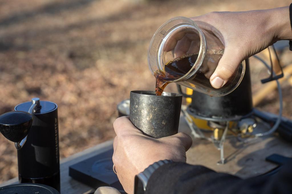 LAUGH WRINKLES X HORIE Titanium Double Tumbler "Deep Sea" 270ml, Set of 2, In Paulownia Wood Box, Kiln-Crafted, Perfect Gift for Outdoors and Camping