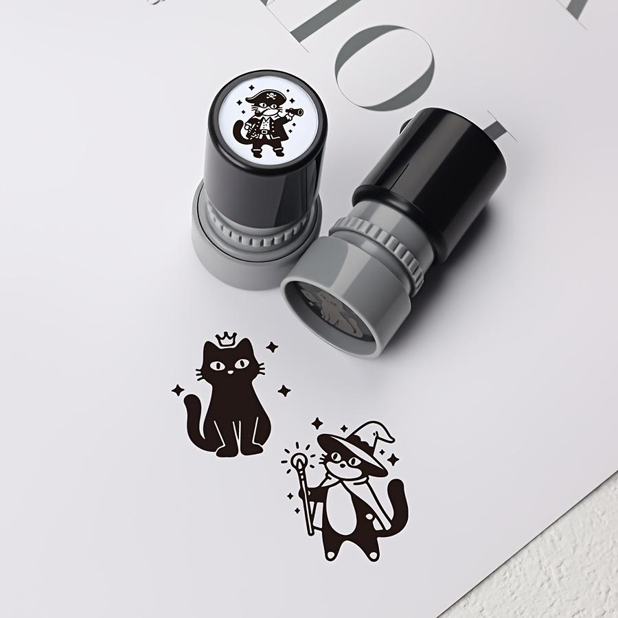 1 Set Cute Black Cat Photosensitive Stamps, Cartoon Cat Pattern Decorative Stamps for Scrapbooking, Notes and DIY Handmade Craft
