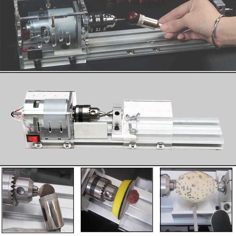 12-24V Mini Lathe Beads Machine Polisher Table Saw Mini DIY Wood Lathe 100W