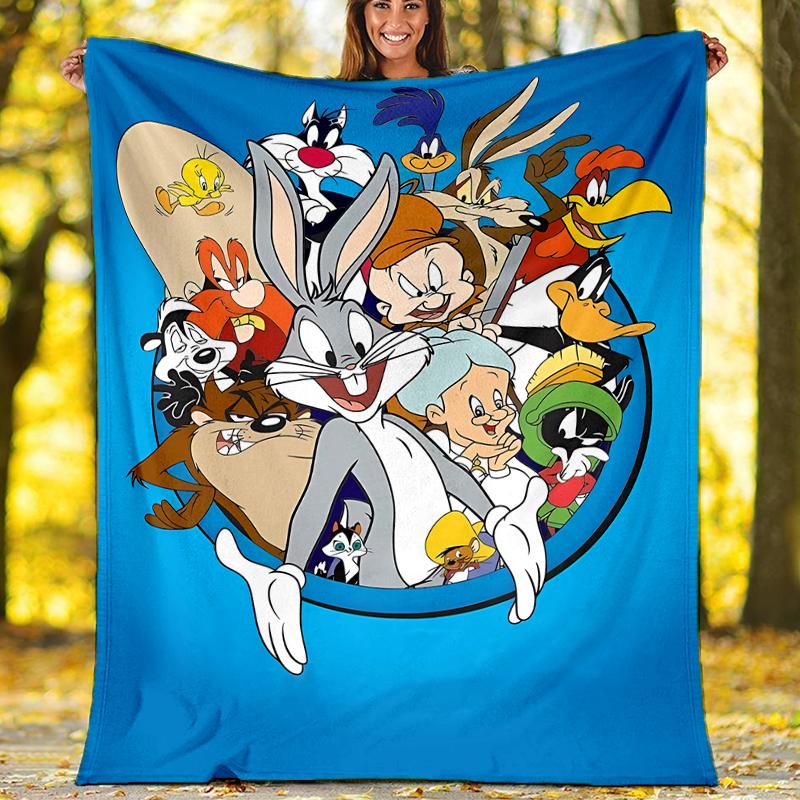 Looney Tunes Theme Printed Blanket - Perfect for Couch, Bed, Travel & Outdoor Use | Machine Washable, Cozy & Durable.