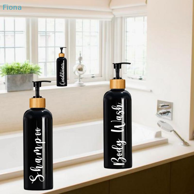 3Pcs Refillable Shampoo Conditioner Body Wash Pump Bottles,Bamboo Lid Plastic Shower Dispenser Set for Bathroom