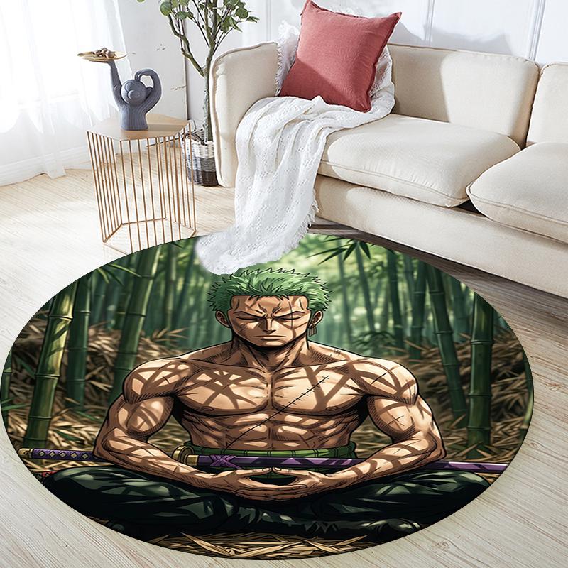 Runder Teppich mit Zoro-Muster, Teppich für Wohnzimmer, Schlafzimmer, Spielzimmer, Rutschfeste Bodenmatte, Feiertagsgeschenke und Geburtstagsgeschenke.