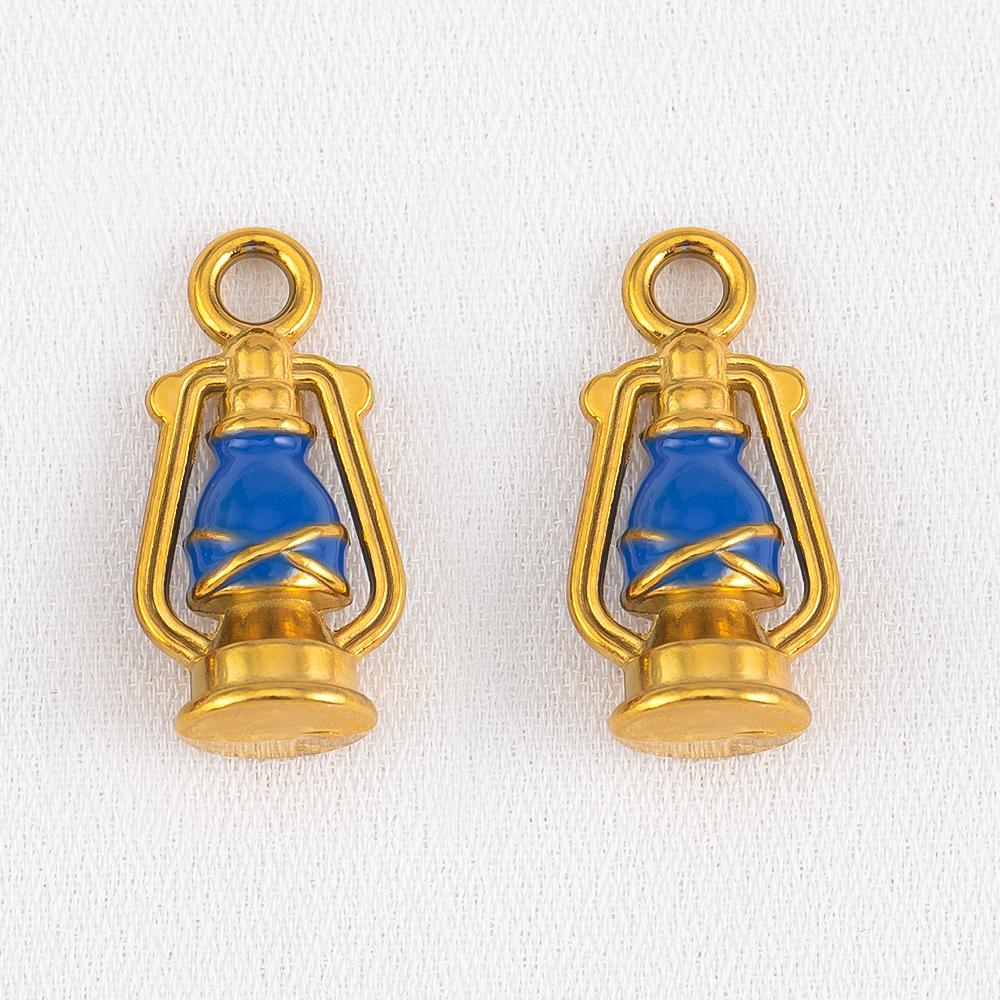 

1pc Stainless Steel Hurricane Lantern Enamel Pendant Steampunk Vintage DIY Necklace Charm Jewelry Finding For Clothing Accessory 1pc синий