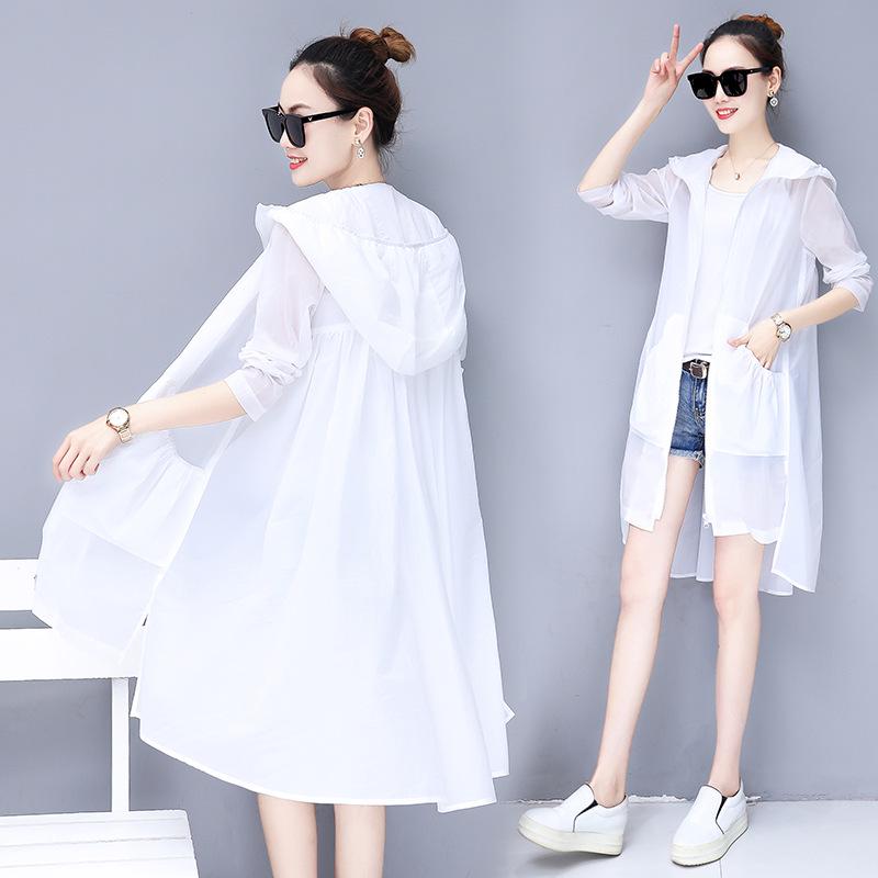 Women's Summer Thin Section of Seven Colours Short Section of Large Size Zip Hooded Long-sleeved Sun Shirt