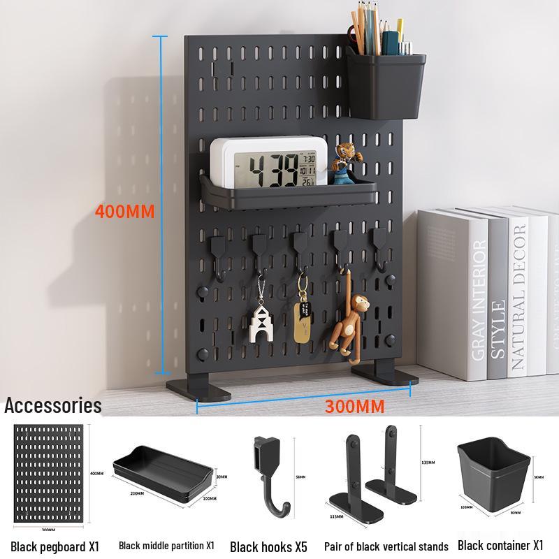 Pegboard Desktop Vertical Storage Rack - No-Punch Student & Office Shelf