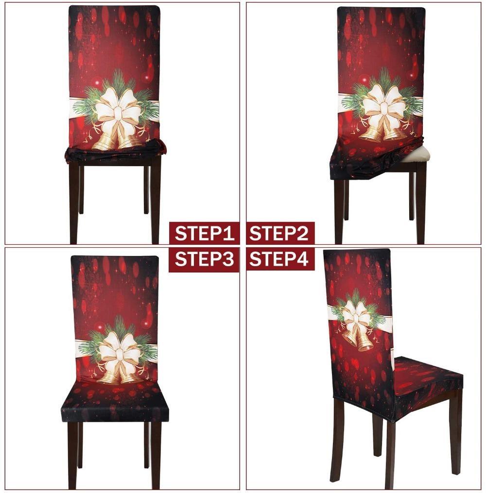 2/4/6pcs Christmas Red Bells Pattern Dining Chair Covers Covers, for Hotel, Dining Room, Office, Banquet