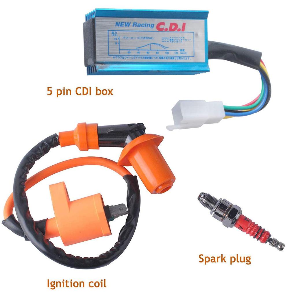 Racing Zündspule 5 Pin AC CDI Box für GY6 50cc 70cc 90cc 110cc Roller ATV Go Kart Moped Quad Pit Dirt mit Zündkerze