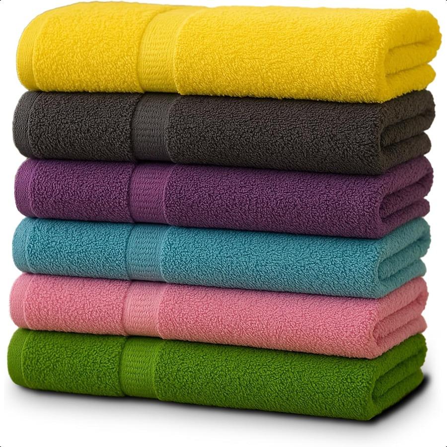 6Pack Bath Towels 30 X 60 Ultra Soft 100 Cotton Large Bath Towels Highly Absorbent for Bathroom Pool Gym Spa and Hotel Use Colo