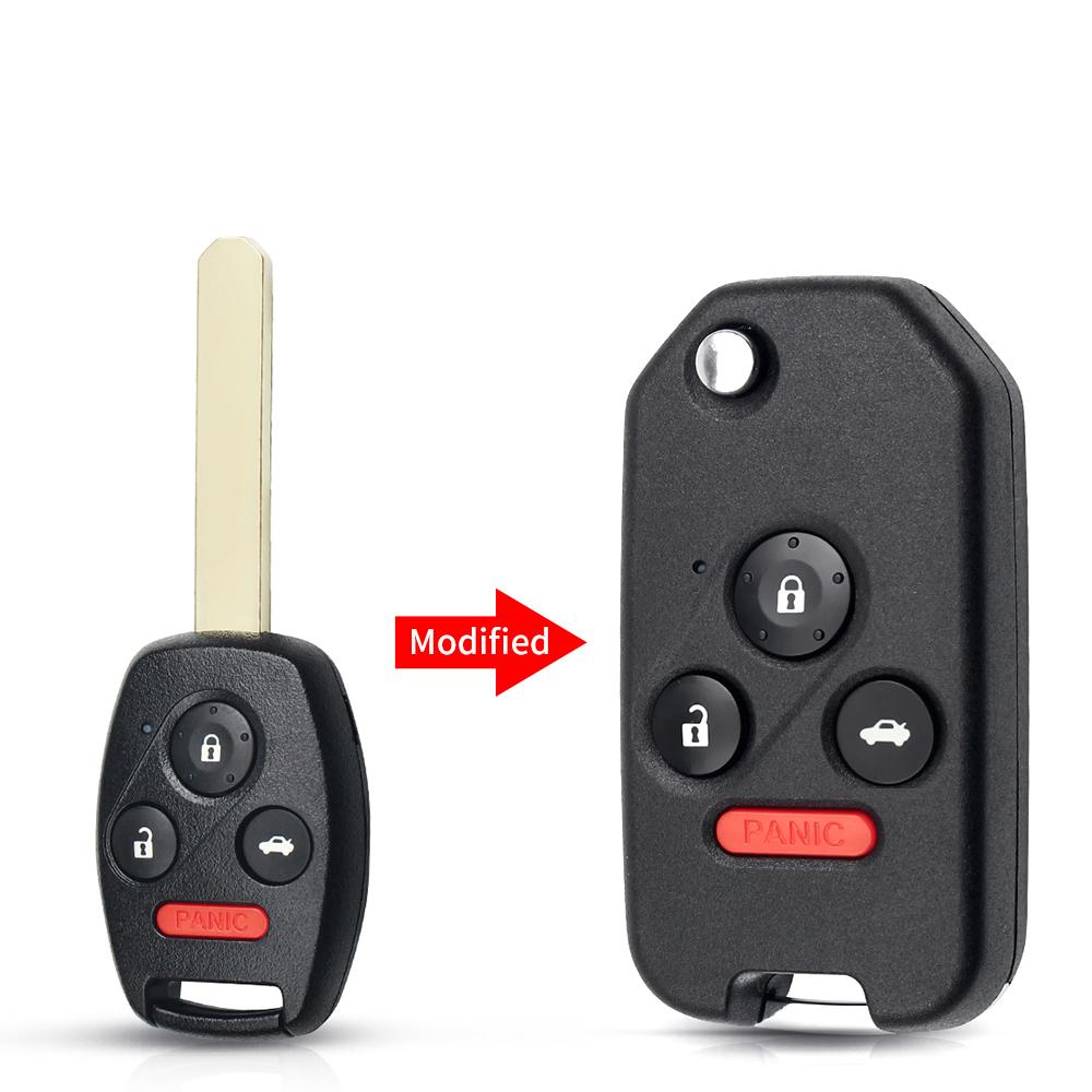 For Honda Fit Accord Civic 2006-2011 2003-2013 CRV 2018 Pilot Modified Flip 2/3/4 Buttons Car Remote Key Shell with/without Rubber Pad