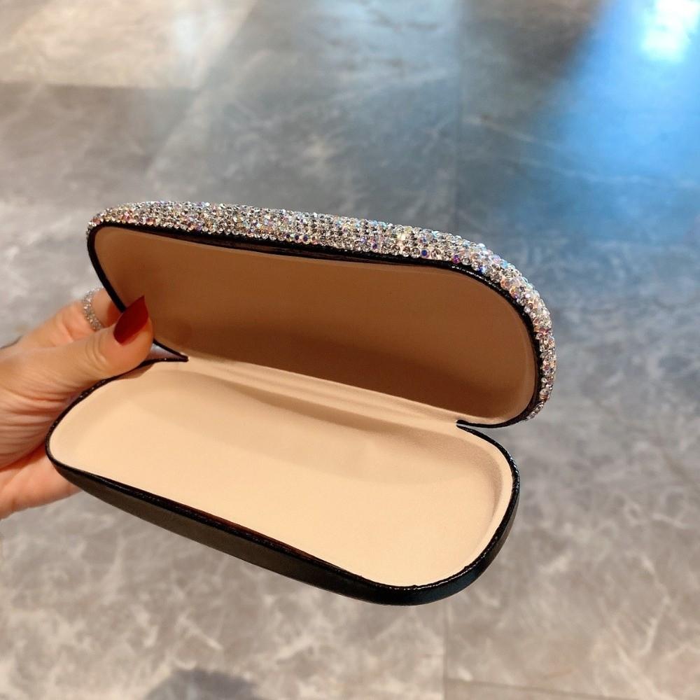 Large Capacity Rhinestone Glasses Case Black Sunglasses Protective Case Eyewears Storage Box Daily