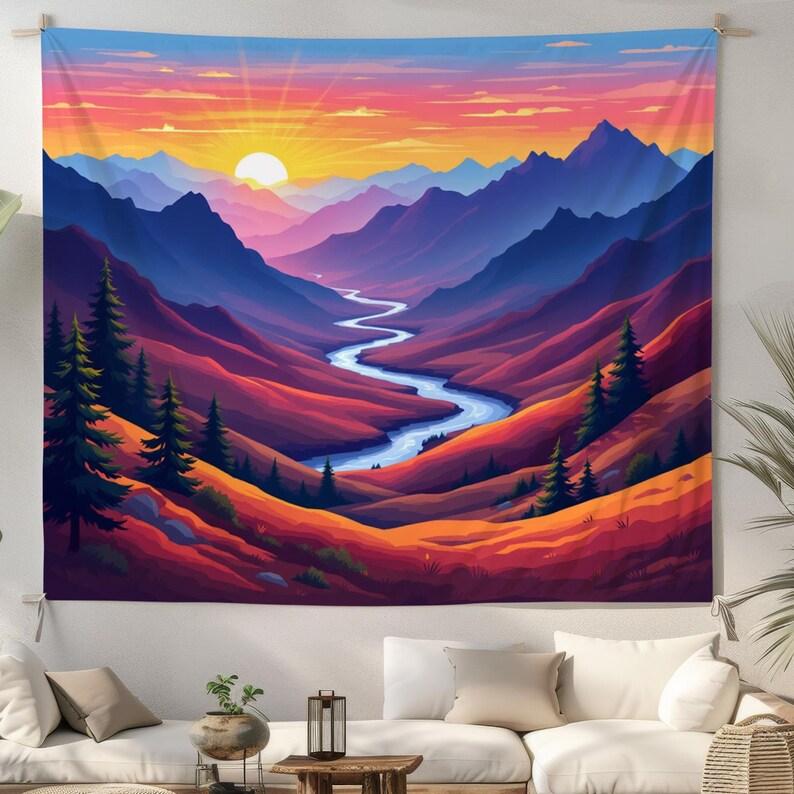 Mountain View Blue tapestry 75x100 чёрный