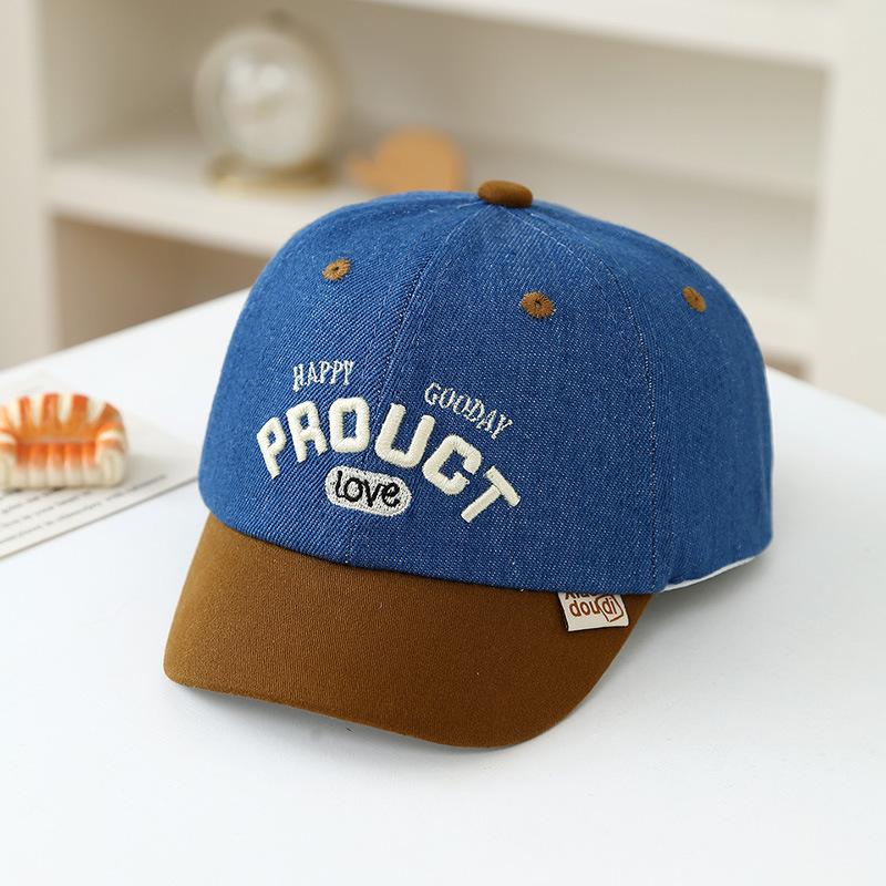 Kids' Trendy Korean Style Embroidered Denim Baseball Cap - Unisex Spring Sun Protection