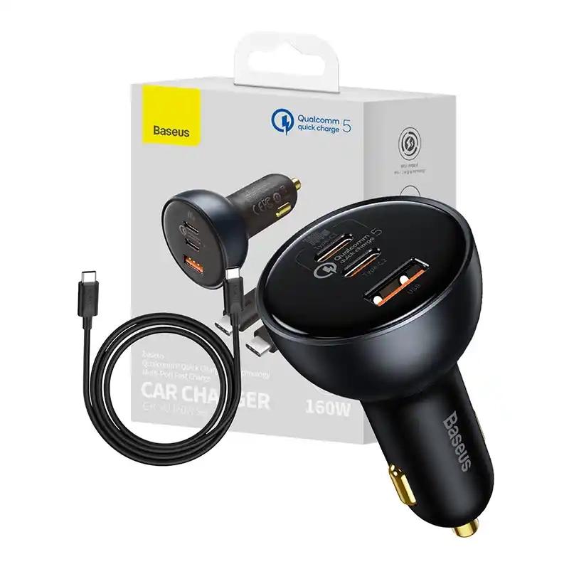 Ładowarka Samochodowa Baseus Qualcomm, Usb, 2X Usb-C, 160W (Szara)