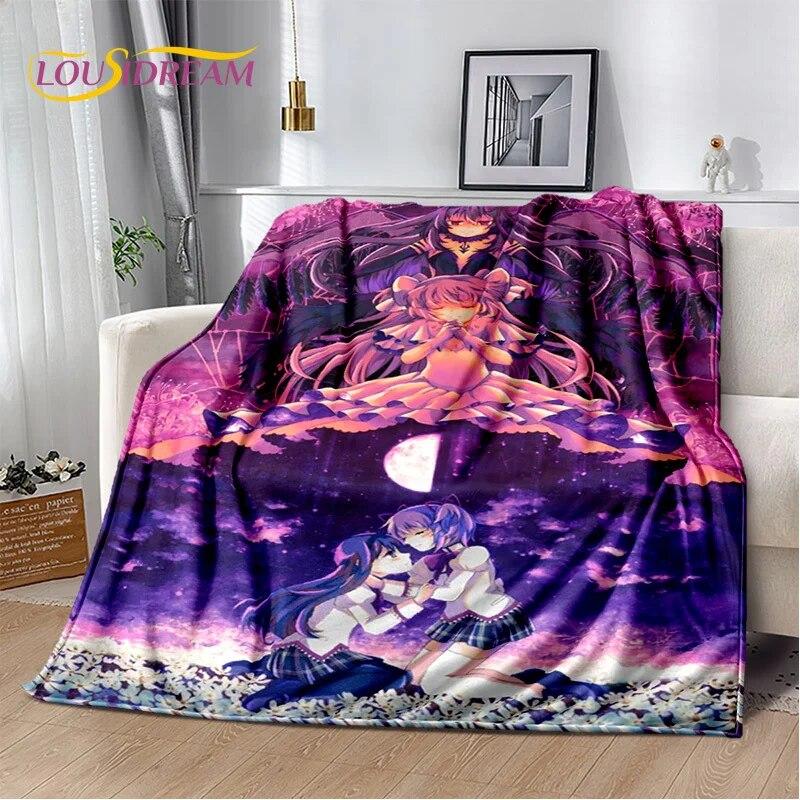 3D süße Puella Magi Madoka Magica Cartoon-Decke, weiche Überwurfdecke für Zuhause, Schlafzimmer, Bett, Sofa, Picknick, Reise, Decke für Kinder