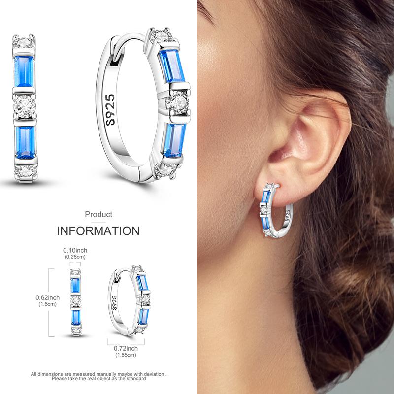 Boucles d'Oreilles Créoles en Argent 925 Zircon Coloré Boucles d'Oreilles Créoles Pavées Pour Femmes Filles Bijoux Cadeau