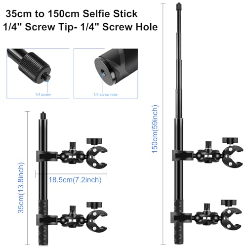 PULUZ Fahrradlenker-Halterungs-Kit mit Doppelklemmkopf und 150cm Unsichtbarem Selfie-Stick für Insta360 X5, X4, X3, X2, X ONE und RS Action-Kameras, für Re