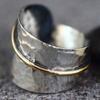 Bohemian Vintage Metal Silver & Gold Color Swirl Circular Wide Open Ring for Men & Women, Suitable for Daily Vacation Party Wear