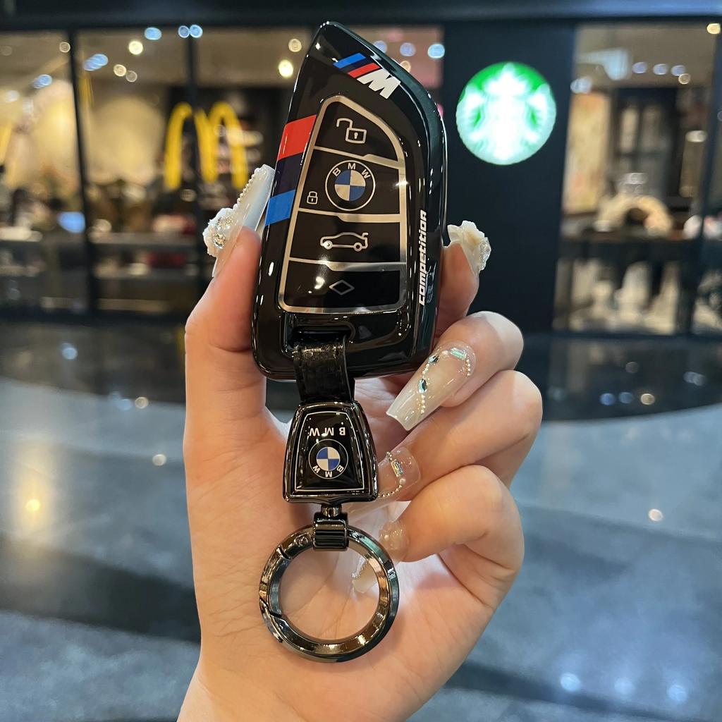 Racing Style Metal Car Key Case Fob Cover for BMW X1 X3 X5 X6 X7 3 5 6 7 Series G20 G30 G11 F15 F16 G01 G02 F48 2016-2023