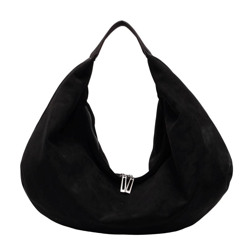Large Faux Suede Hobos Bags Women Solid Black Packages Winter Autumn Big Handbags Lazy Style Designer Female Casual Totes Bags