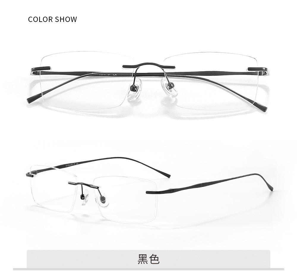 Fashion Rimless Business Eyewear Ultra Light Pure Titanium Luxury Optical Prescription Eyeglasses Man Woman Big Size Spectacle