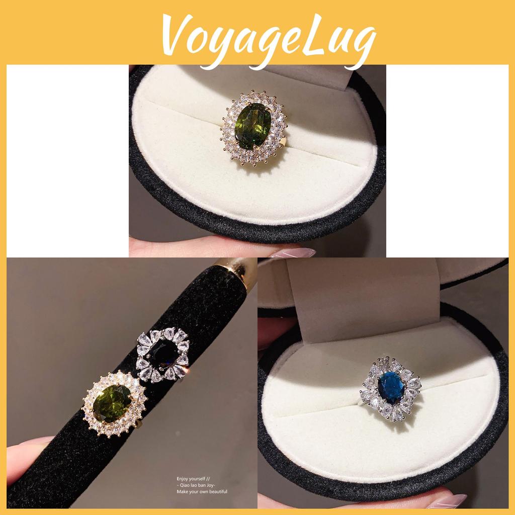 Geometric Oval Zircon Open Ring For Women Elegant Fashion Jewelry