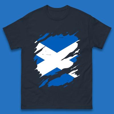 Scotland Flag Torn Effect Unisex T-Shirt Womens Tops Tees