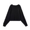 2025 Spring Women's European & American Style Fashion Versatile Ball Sleeve Knit Sweater