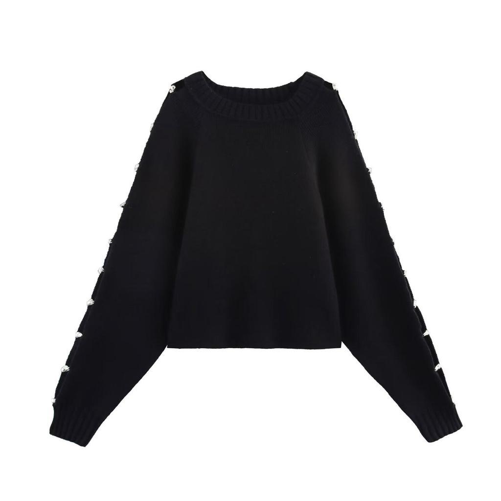 2025 Spring Women's European & American Style Fashion Versatile Ball Sleeve Knit Sweater