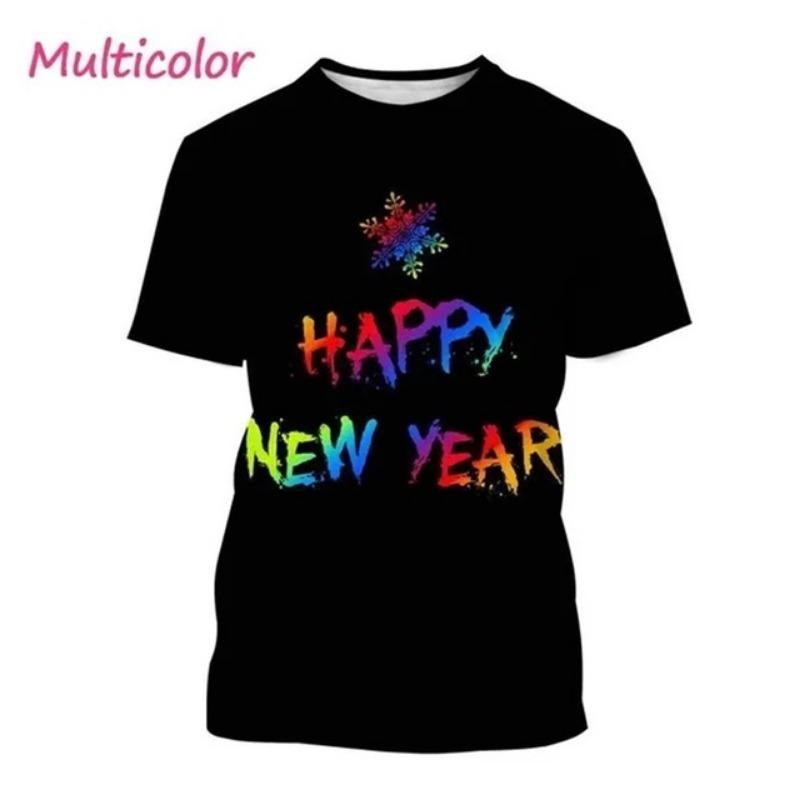 3D Tištěné Tričko Šťastný Nový Rok Pro Muže Ženy Osobnost Festival Nový Rok Tričko Topy Ležérní Oversized Trička Streetwear