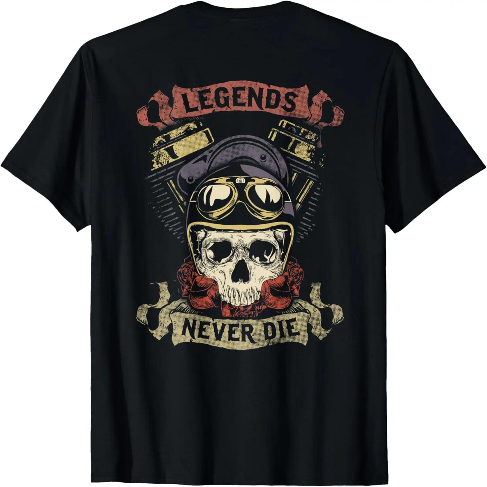 

Legends Never Die Skull Motorcycle Shirt Biker Throttle T-Shirt XXXXXL чёрный