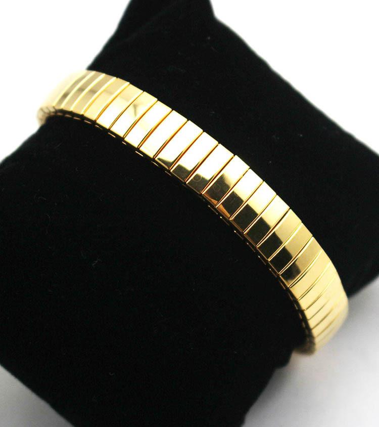 Women Men Stainless Steel Jewelry Elastic Bracelet For Unisex Metal Stripe Linked Bangle Silver Color