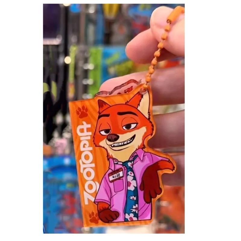 Disneys Zootopia Nick Wilde Judy Hopps Double Sided Acrylic Ruler Ruler Keychain Schoolbag Charm Stationery Merchandise