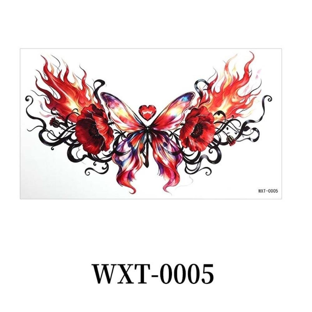 Crown Cross Wing Floral Body Art Sticker 3D Texture Temporary Tattoo Women