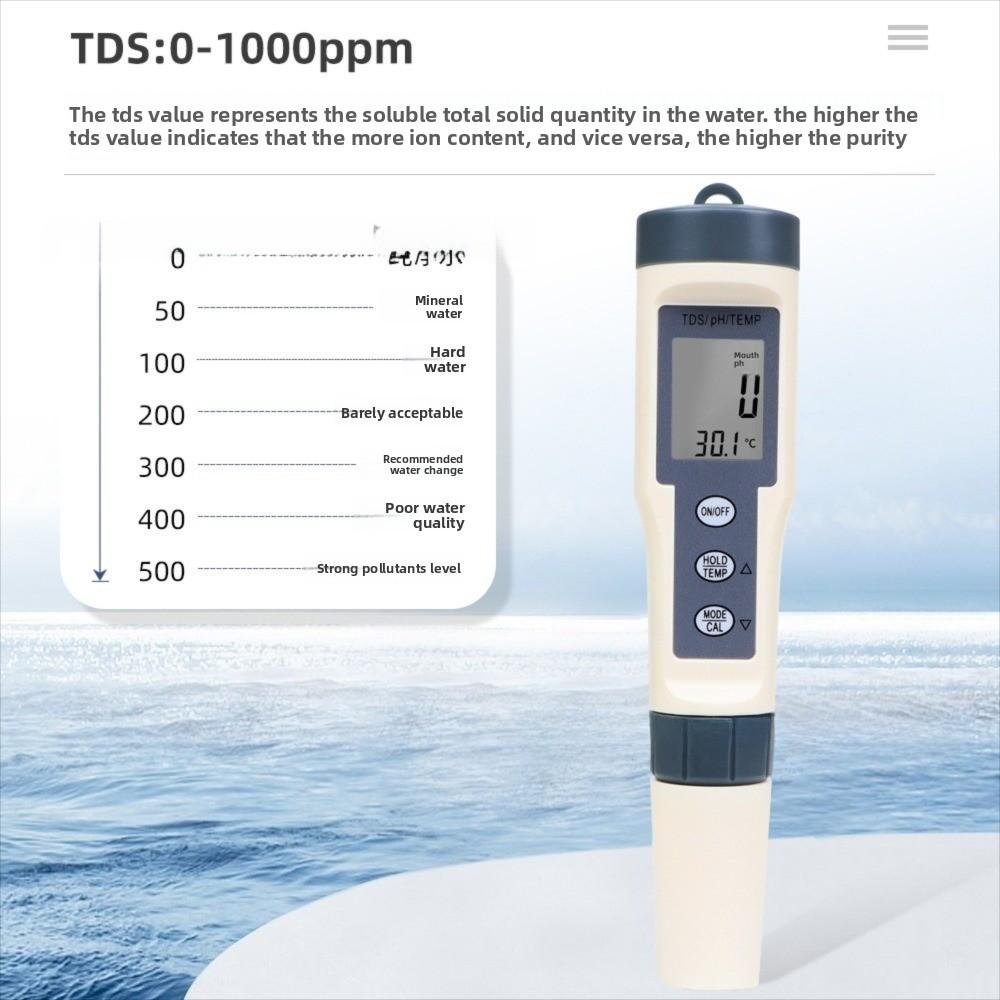 Backlit Display Water Quality Test Pen Multi-Parameter PH Meter  Water Testing