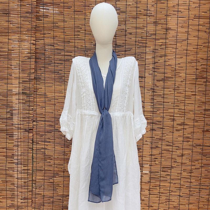 

Тонкий Полый Однотонный Мягкий Хлопковый Шарф Корейская Версия Тонкий Узкий Удлиненный Маленький Шелковый Шарф Летняя Защита Шеи 35*190cm