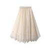 Tulle Skirts for Women Casual High Waist Elastic Midi Skirt A-line Layered Mesh Tutu Skirts Women's Summer Long Fairy Skirt Ruffle Flowy Tiered Skirt