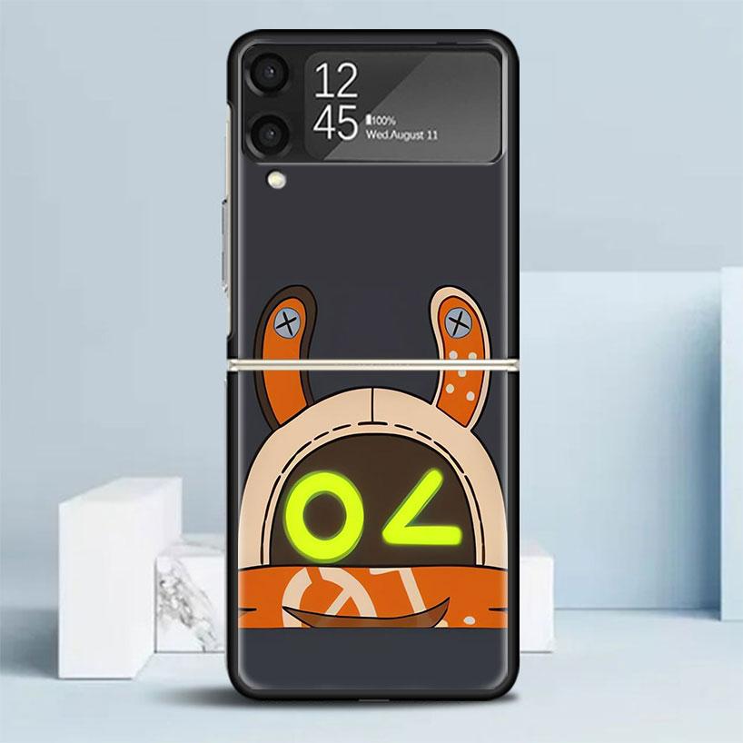 Zenless Zone Zero ZZZ Bangboo Black Cover for Samsung Galaxy Z Flip 7 6 5 4 3 5G Phone Case Flip7 Flip6 Flip5 Flip4 Flip3 Patter